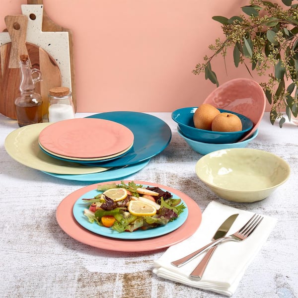 Tabletops Gallery Industrial Farmhouse Dinnerware- Stoneware  Dishes Service for 4 Dinner Salad Appetizer Dessert Plate Bowls, 12 Piece  Arlington Dinnerware Set with Reactive Glaze : Everything Else
