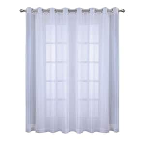 Coted ‘Azure White Polyester Faux Linen 112 in. W x 95 in. L Grommet Indoor Sheer Curtain (Single Panel)