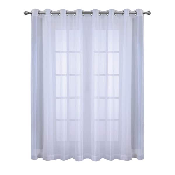 Habitat Coted 'Azure White Polyester Faux Linen 112 in. W x 95 in. L Grommet Indoor Sheer Curtain (Single Panel)