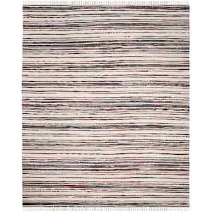 Rag Ivory/Charcoal 10 ft. x 14 ft. Solid Color Striped Area Rug