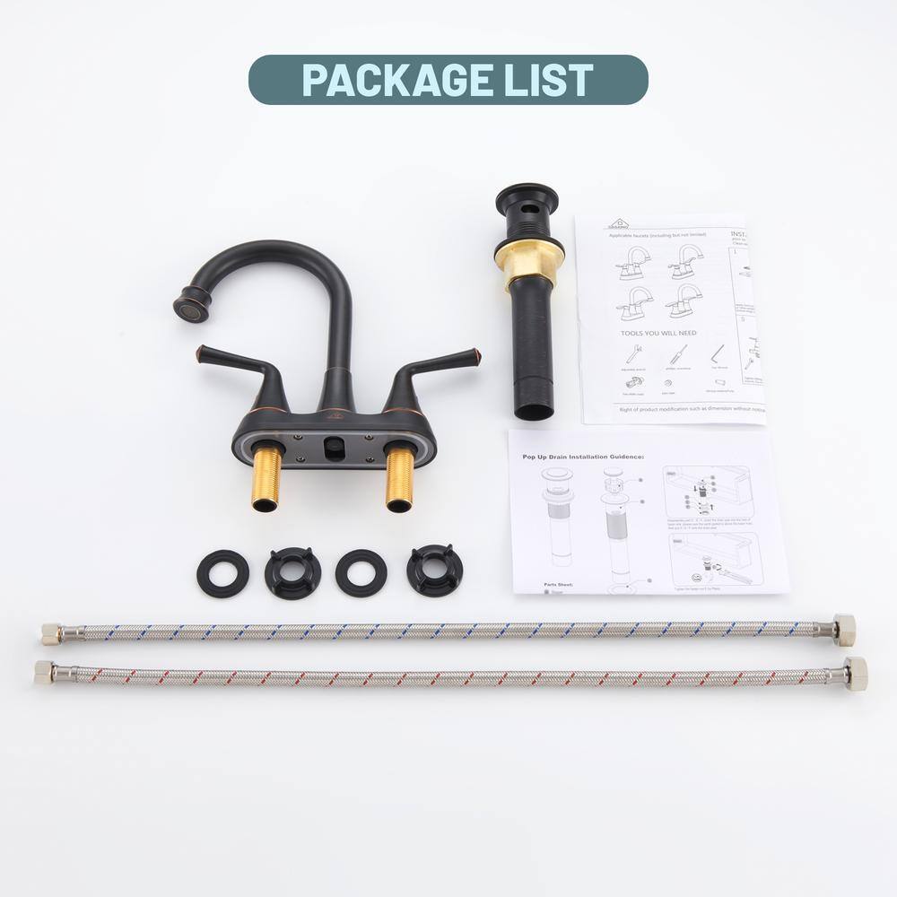 Oil Rubbed Bronze 4-Inch 2-Handle Stainless Steel Bathroom Faucet