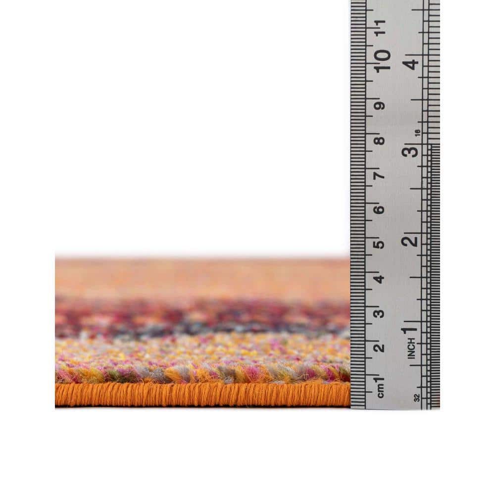 Hyacinth Abstract Blue and Orange 9' x 12' Synthetic Area Rug