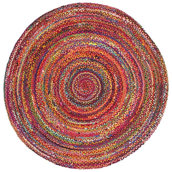 Unbranded Multi-Colored Cotton 6 ft. x 6 ft. Solid Color Indoor Round Area Rug