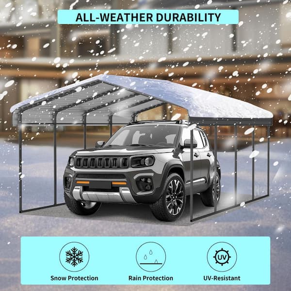 12 ft. x 20 ft. Metal Carport with Enhanced Base and Galvanized Steel Roof, Heavy Duty Outdoor Garage Car Shelter