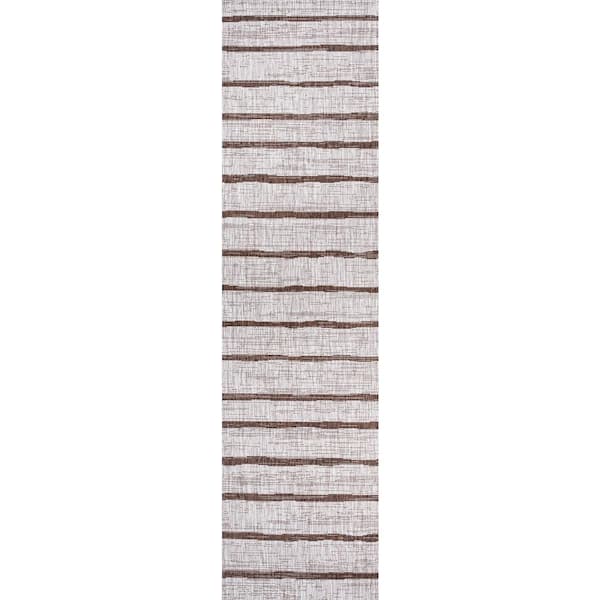 Colonia Berber Beige/Brown 2 ft. x 10 ft. Stripe Indoor/Outdoor Runner Rug