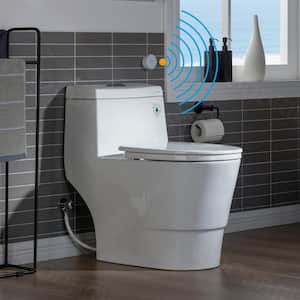 Loft 1-Piece 1.1 GPF/1.6 GPF Dual Flush Comfort Height Elongated All-in 1 Toilet in White with Soft Closed Seat Included