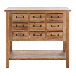 Mendie 9-Drawer Natural Oak Console Table