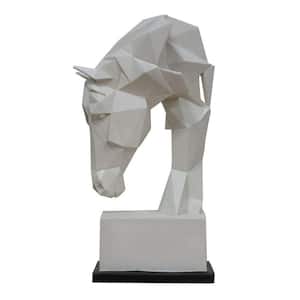 Modern 15 in. White Polyresin Horse Head Sculpture Decor with Faceted Design