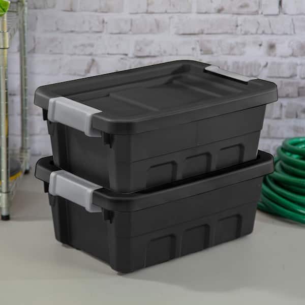 Sterilite 4 Gallon Industrial Storage Totes w/ Latch Clip Lids, Black (18  Pack), 1 Piece - Fry's Food Stores