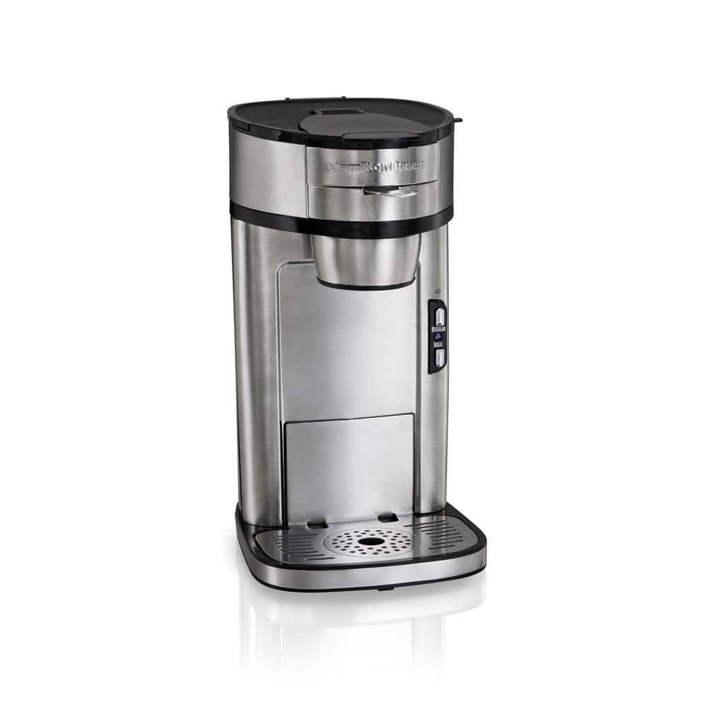 Hamilton Beach The Scoop Single Serve Coffee Maker & Fast Grounds Brewer  for 8-14oz. Cups, Brews in Minutes, 40oz. Removable Reservoir, Stainless