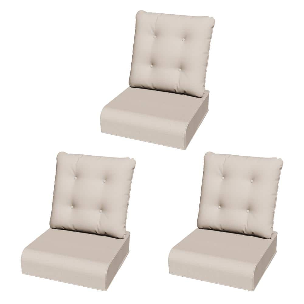 22 in. x 24 in. x 6 in. 6-Piece Extra Thick Tufted Outdoor Replacement Cushion with Zipper for Lounge Chair in Beige price history on PriceWatchPro