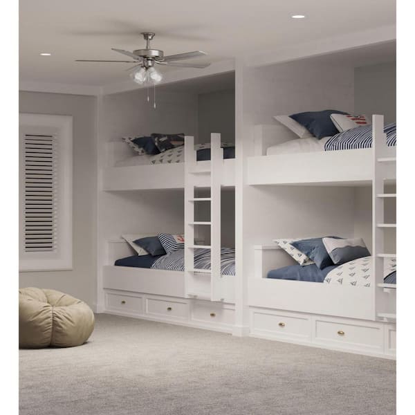 AirPro 52 in. Indoor Brushed Nickel Transitional Ceiling Fan with 3000K Light Bulbs Included with Remote for Living Room
