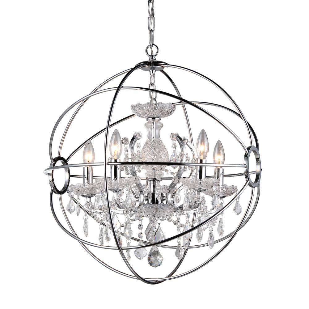 Warehouse of Tiffany 16 in. 4-Light Saturn Indoor Chrome Finish ...