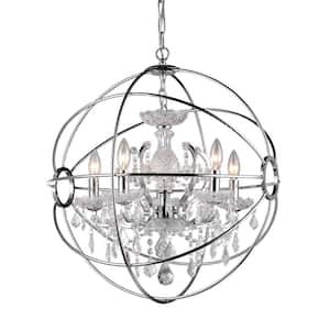 16 in. 4-Light Saturn Indoor Chrome Finish Chandelier with Light Kit