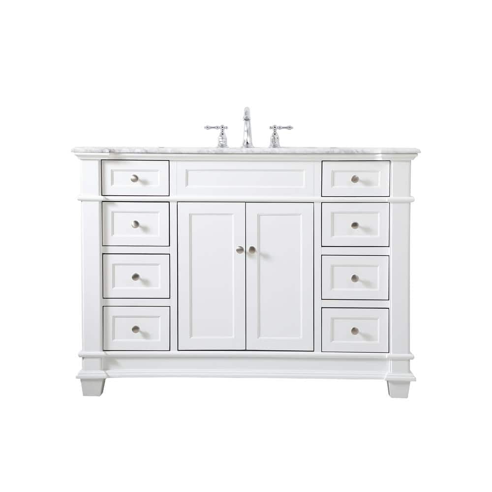 Timeless Home 48 in.W x 21.5 in.D x 35 in.H Single Bath Vanity in White wit