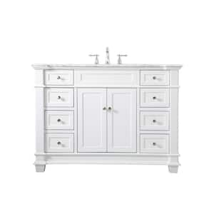 Timeless Home 48 in.W x 21.5 in.D x 35 in.H Single Bath Vanity in White with Marble Vanity Top in White with White Basin