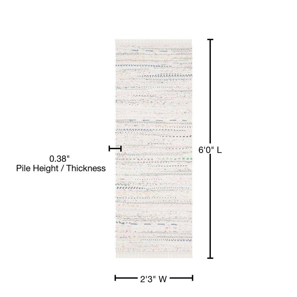 Chic Ivory Stripe Handwoven Cotton Runner Rug - 2'3" x 6'