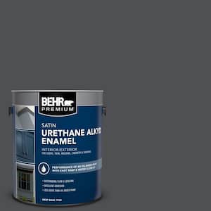 1 gal. #PPU26-01 Satin Black Urethane Alkyd Satin Enamel Interior/Exterior Paint