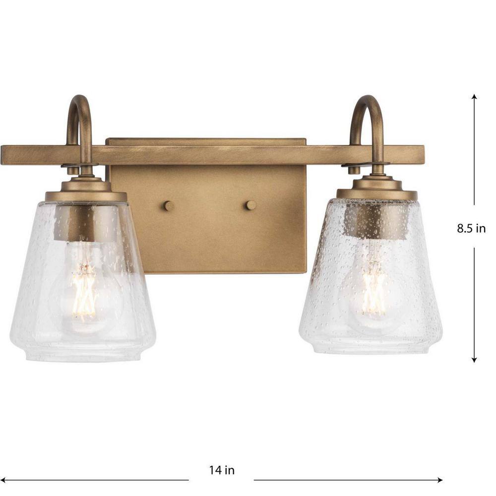 Aged Bronze 2-Light Vanity with Seeded Glass Shades