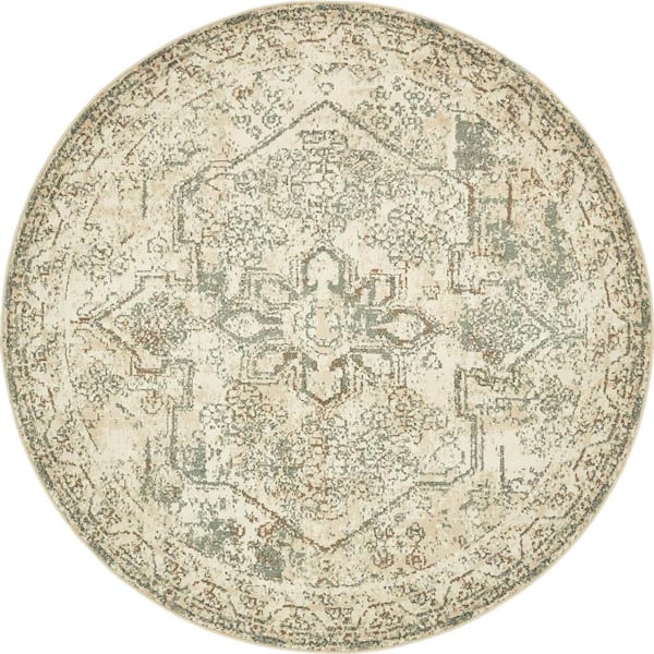 Unique Loom Tuareg Sandstorm Ivory 8' 0 x 8' 0 Round Rug