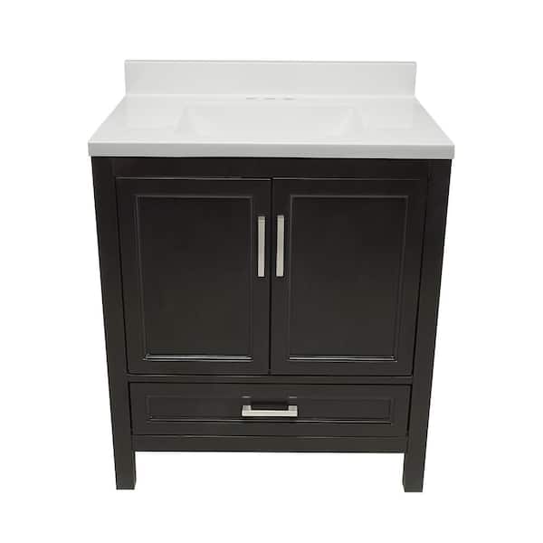Ella Nevado 31 in. W x 22 in. D x 36 in. H Bath Vanity in Espresso with Cultured Marble White Top