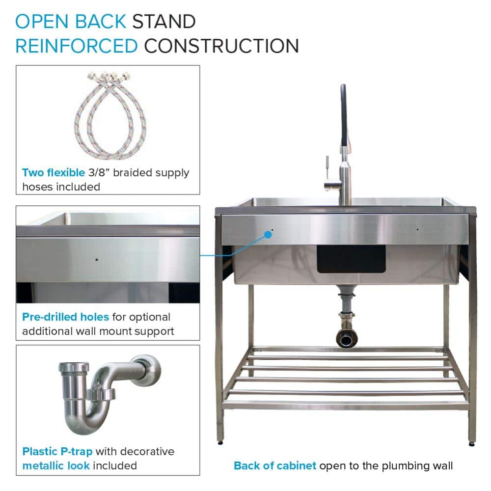 36'' Stainless Steel Freestanding Farmhouse Laundry Sink