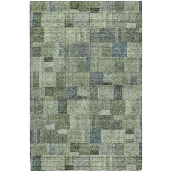 Dream Shag Premium Machine Washable Abstract ADS639 Green 10 ft. x 14 ft. Area Rug