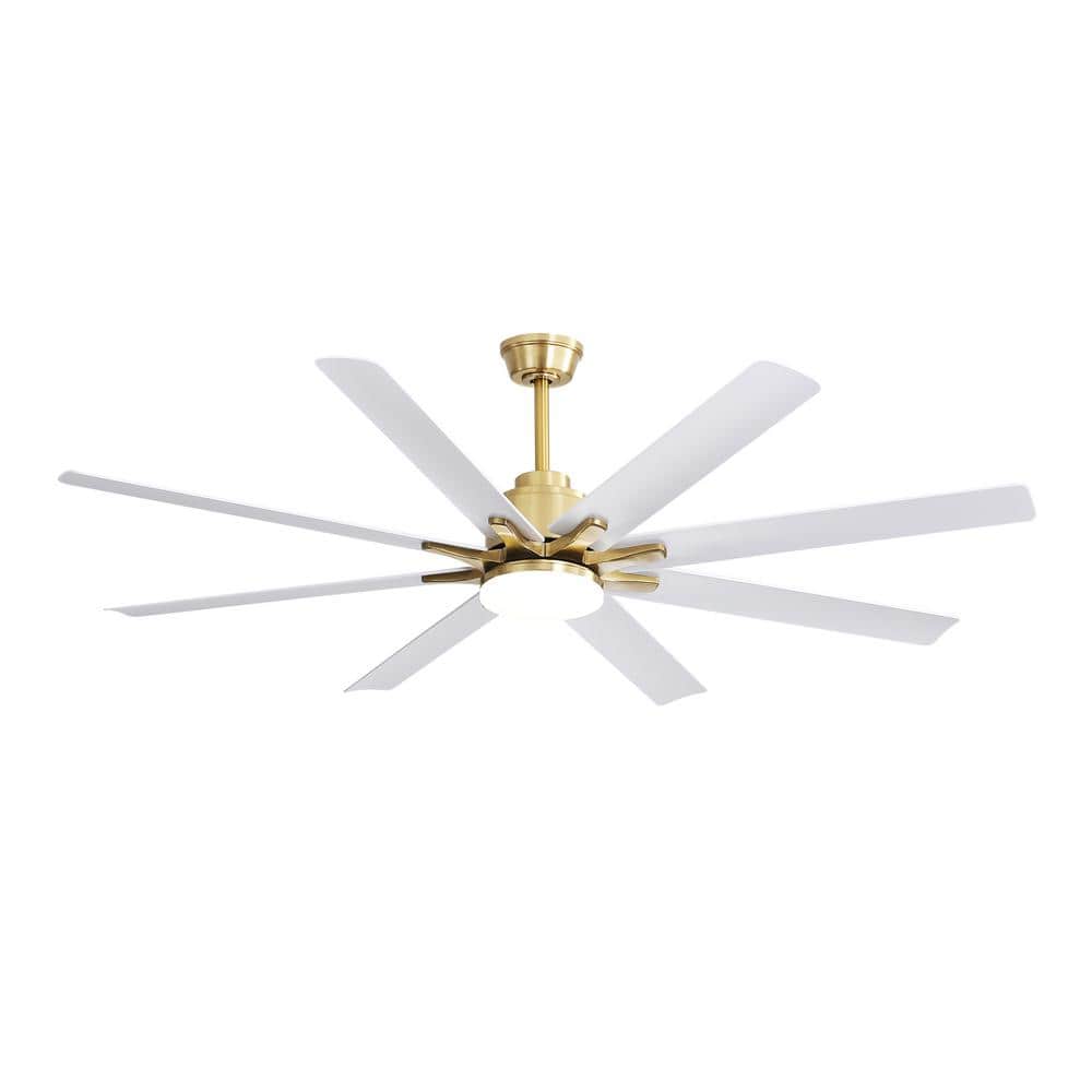 66 in. Smart Indoor Gold Ceiling Fan with Light and Remote Control 8-Blades