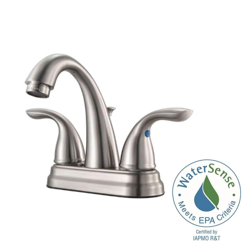 Brushed Nickel 2-Handle Centerset Bathroom Faucet