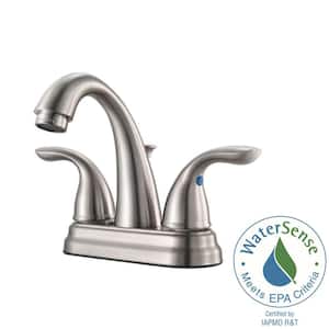 Pfirst Series 4 in. Centerset Double Handle Bathroom Faucet in Brushed Nickel