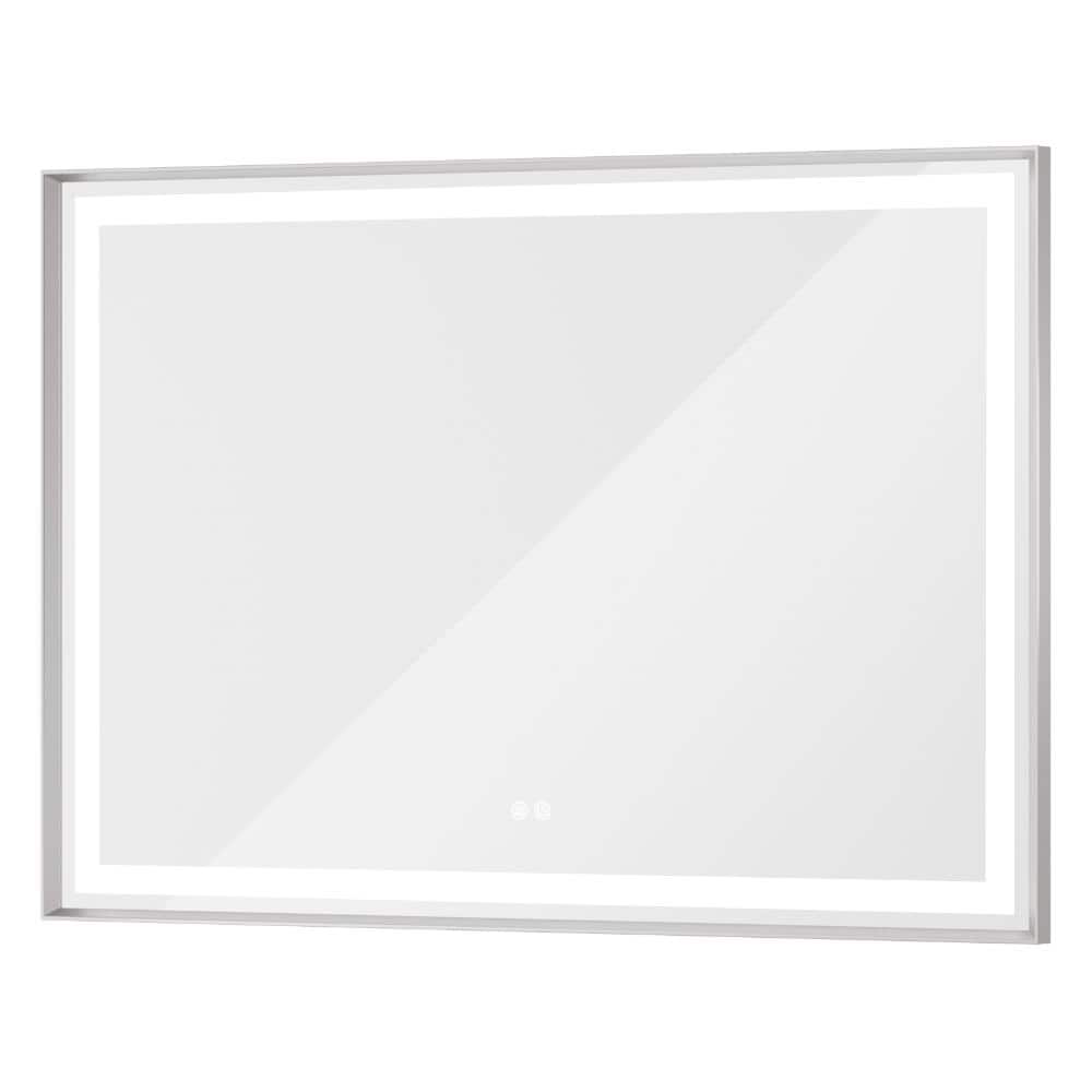 48 in. W x 32 in. H Rectangular Framed LED Lighted Bathroom Vanity Mirror with Light in Gray with Backlit and Anti-Fog price history on PriceWatchPro