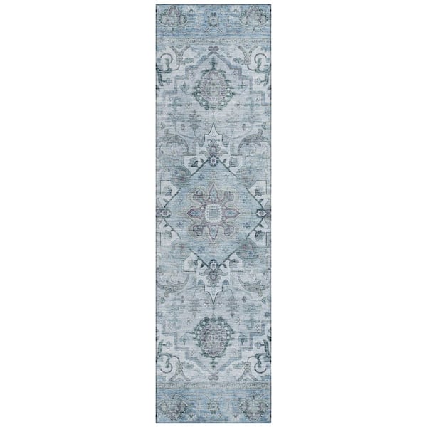 Chantille Machine Washable Indoor/Outdoor Abstract ACN2164 Sky 2 ft. 3 in. x 7 ft. 6 in. Runner Rug