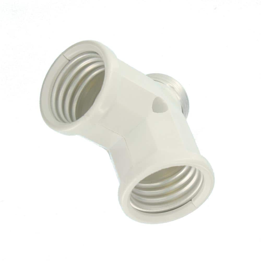 White Twin Light-Socket Adapter for Medium Base Bulbs