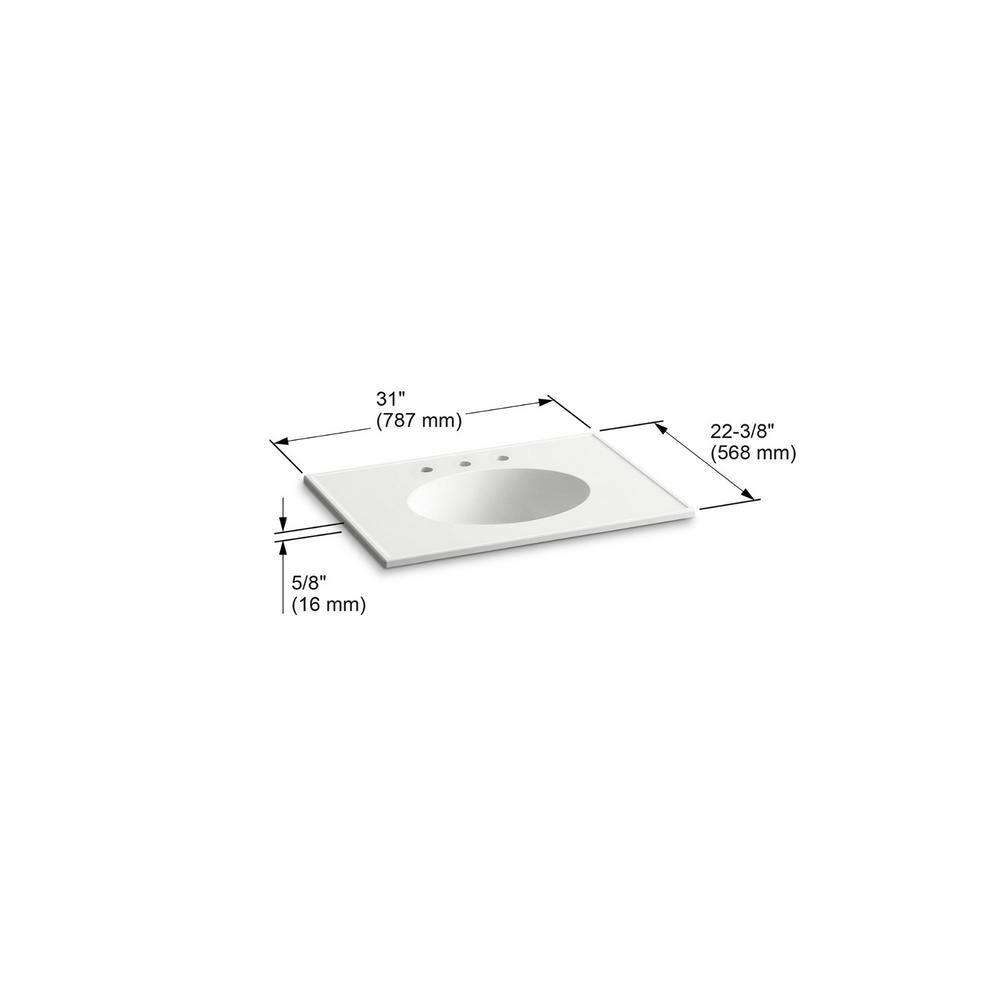 White Ceramic Vanity-Top Bathroom Sink with Single Faucet Hole