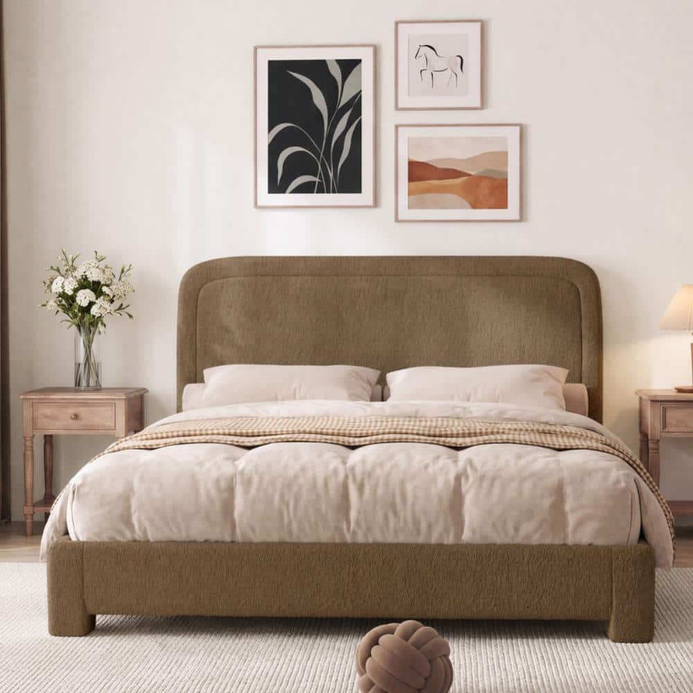 Queen size Sherpa Modern Platform Bed with Adjustable Tufted Headboard and Slat Support price history on PriceWatchPro