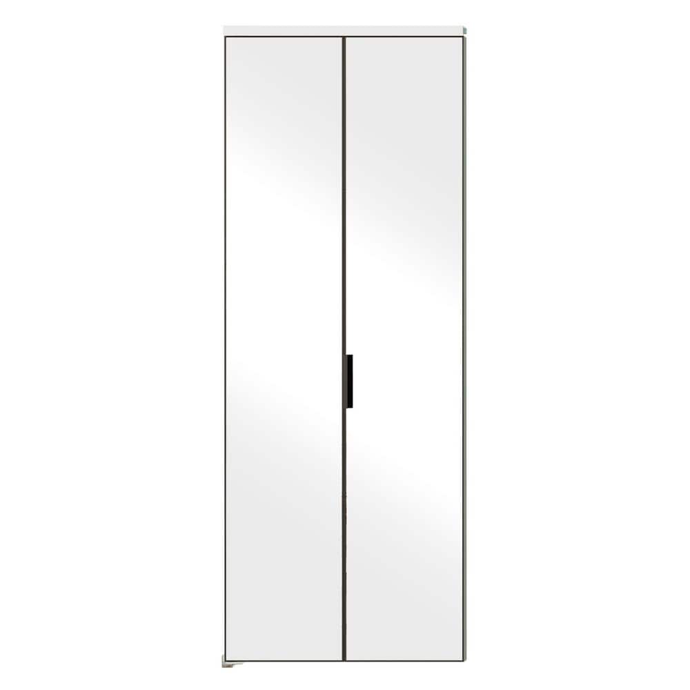 30 in. x 80 in. White Mirrored Glass Full Lite Bi-Fold Door