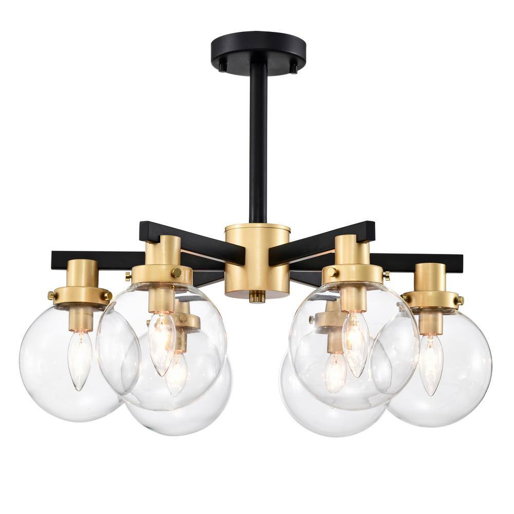 Finly 23.6 in. 6-Light Indoor Matte Black and Gold Finish Chandelier with Light Kit price history on PriceWatchPro