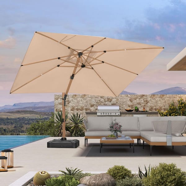 large cantilever umbrella for patio with Solar Lights Domi Outdoor Living Cantilever Umbrella PURPLE LEAF 9 ft. x