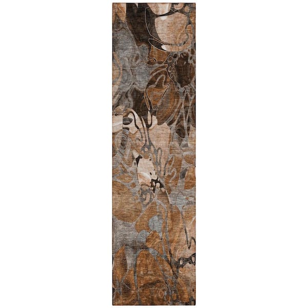 Ivory 2 ft. x 8 ft. Woven Abstract Polyester Runner Indoor / Outdoor Area Rug