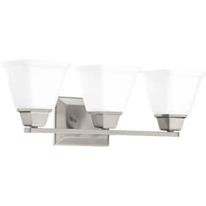 Clifton Heights Collection 3-Light Brushed Nickel Etched Glass Craftsman Bath Vanity Light