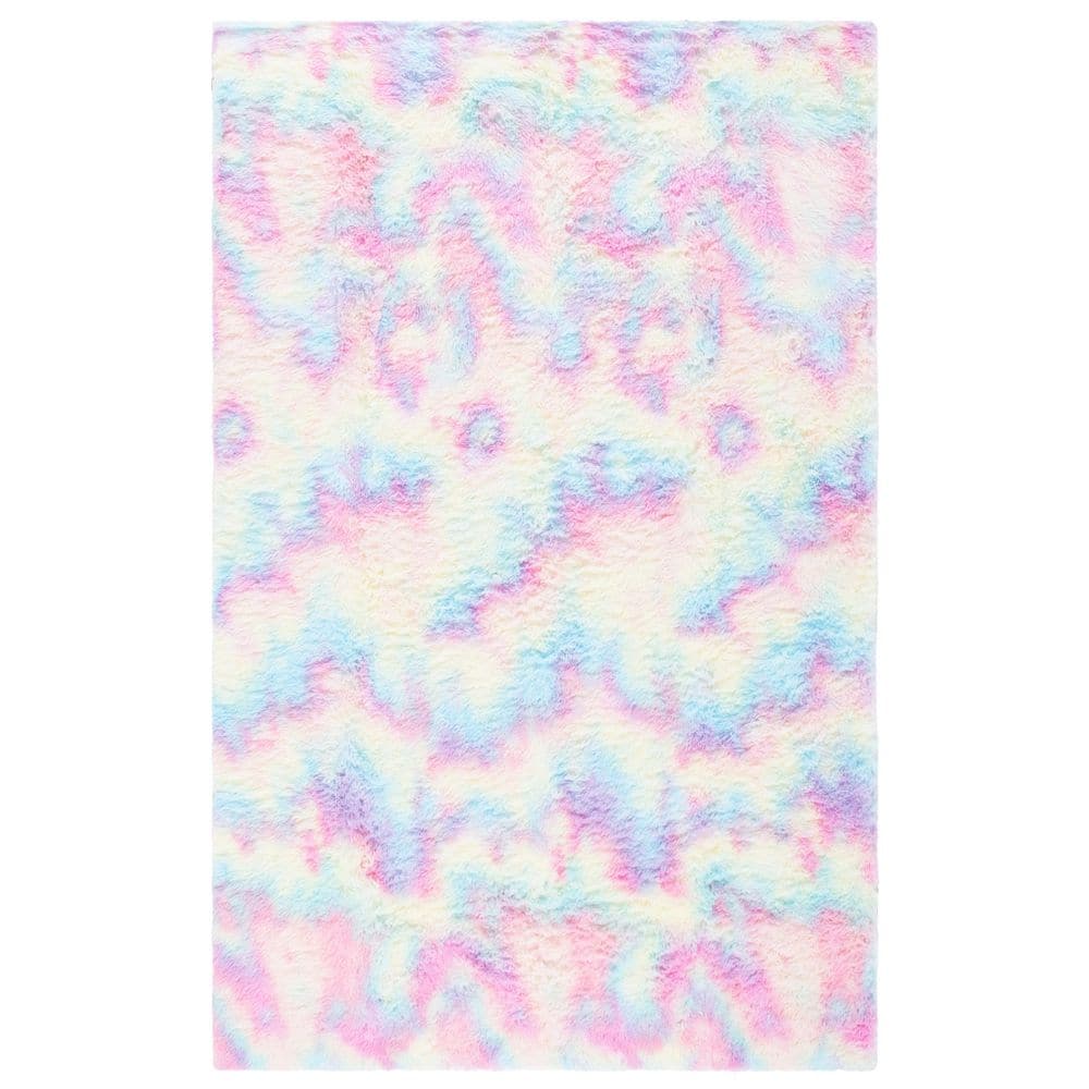 Pink Rainbow Pattern Rug SAFAVIEH Rainbow Shag 6 ft. x 9 ft. Rainbow Abstract Solid Area Rug ...