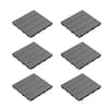 12 in. x 12 in. Outdoor Interlocking Slat Polypropylene Patio and Deck Tile Flooring in Dark Gray (Set of 6)