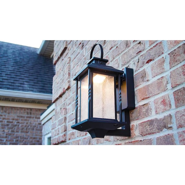 Home Decorators Collection Portable Black Outdoor Integrated Led Wall Lantern Sconce Hdi 4632 Bk The Depot - Led Wall Lights Outdoor