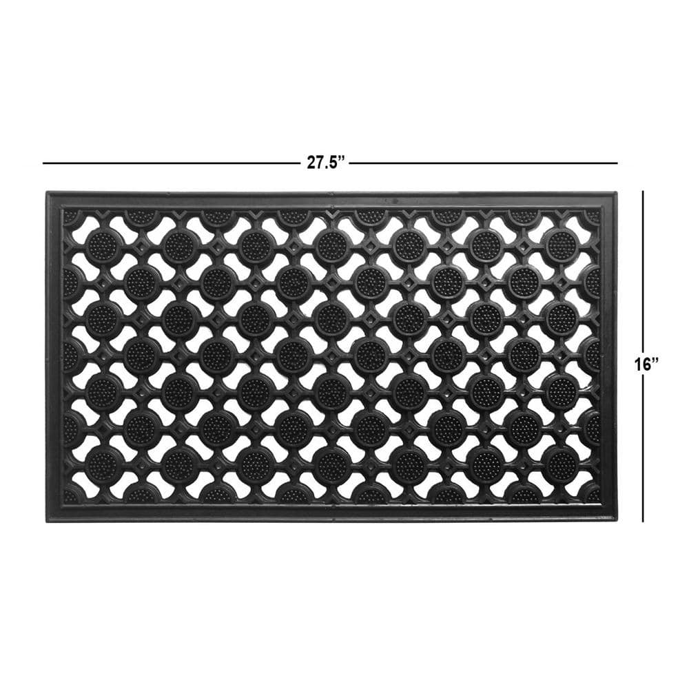 Black Heavy Geometric Trellis Outdoor Coir Doormat