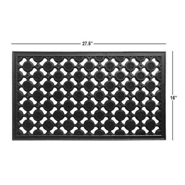 RugSmith Black Geometric Anti-Fatigue Kitchen Mat