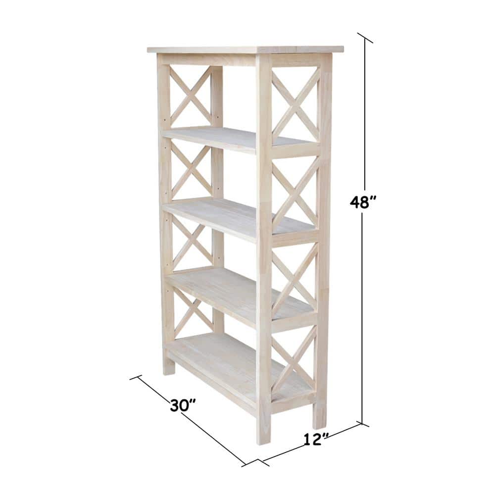 Adjustable Classic 54'' Brown Solid Wood X-Sided Bookcase