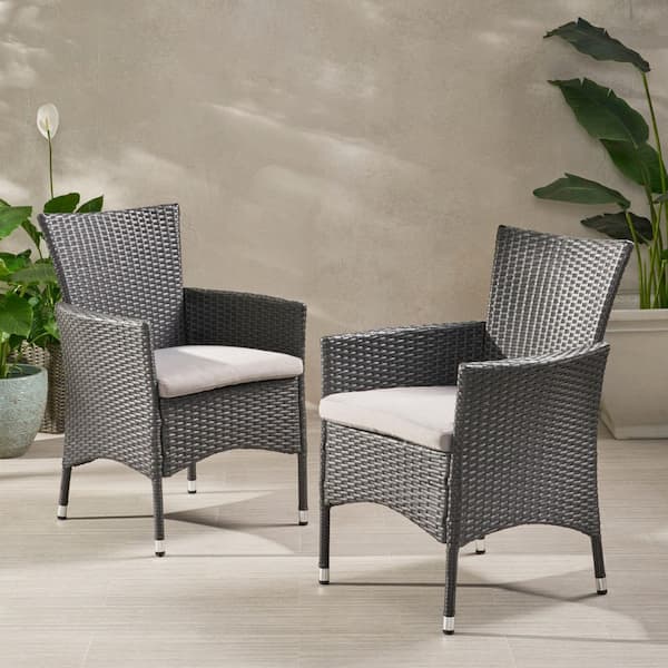 Grey Wicker Outdoor Dining Chair (2-Pack)​
