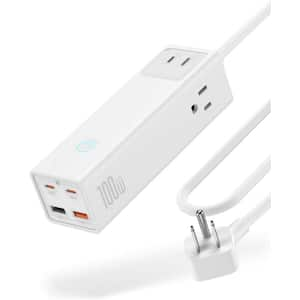 3-Outlet Power Strip Surge with 7 USB Ports (3 AC, 2 USB-C & 2 USB-A) 5 ft. Extension Cord-White