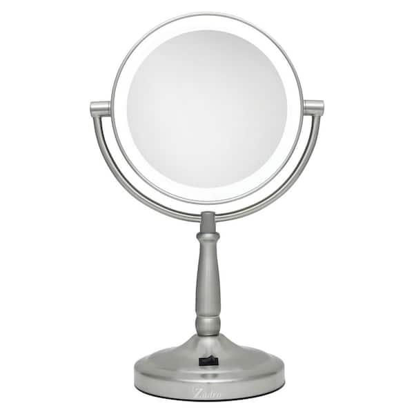 Zadro 6.8 in x 13.5 in Large Cordless Dual-Sided Lighted Freestanding Bathroom Makeup Mirror Shelf