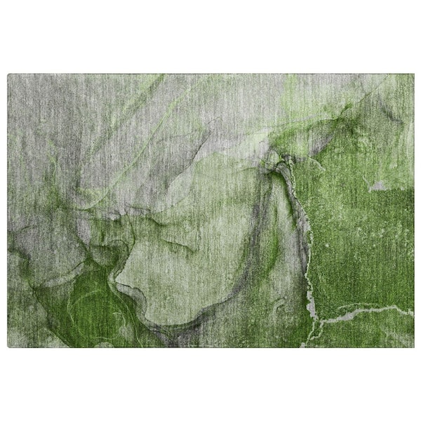 Dream Shag Premium Machine Washable Abstract ADS524 Olive 2 ft. x 3 ft. Accent Rug